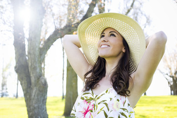 casual brunette outdoors