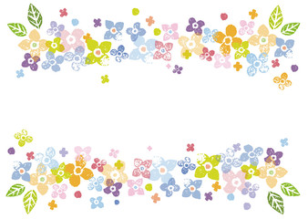 カラフルな花の飾り枠イラスト