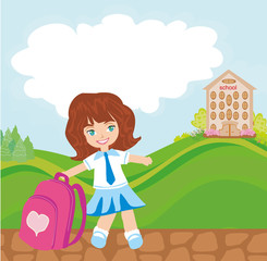 Obraz na płótnie Canvas girl going to school