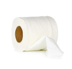 Tissue paper roll on white background.
