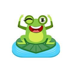 Happy Cartoon Frog Character