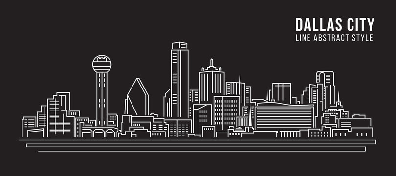 Cityscape Building Line art Vector Illustration design - Dallas City