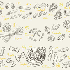 Seamless pattern with Italian pasta