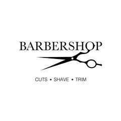 Logo for barbershop, hair salon. Black and white barbershop logotype. Barbershop sign. Vector Illustration