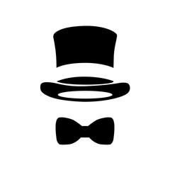 Top hat and bow tie. Vector Illustration