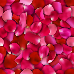 seamless valentine background with falling red rose petals 