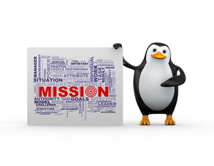 3d penguin and mission wordcloud tags