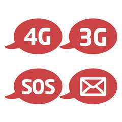 Flat vector icon with a bubble and a message