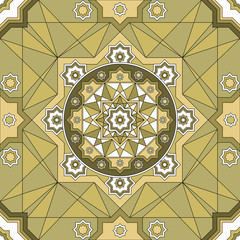 Vector ornate seamless border in Eastern style. Line art element for design, place for text. Ornamental vintage frame for wedding invitations and greeting cards. Traditional gold decor.