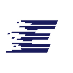 E letter logo with fast speed lines.