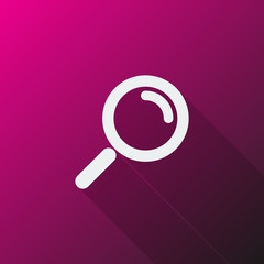 White Magnifying Glass icon on pink background