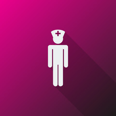 White Doctor icon on pink background