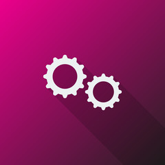 White Gears icon on pink background