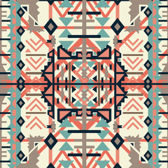 Colorful  aztec seamless pattern. Ethnic abstract geometric texture. Hand drawn navajo fabric. Used for wallpaper, web page background, fabric, paper, postcards.