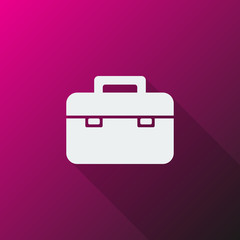 White Briefcase icon on pink background