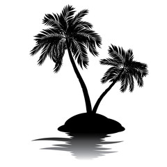 Palm Tree on Island Silhouette