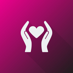 White Heart care icon on pink background