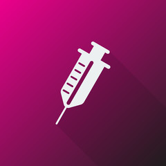 White Syringe icon on pink background