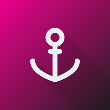 White Anchor icon on pink background