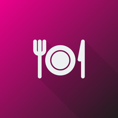 White Dinner icon on pink background