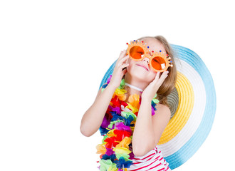 happy little girl with funny glasses