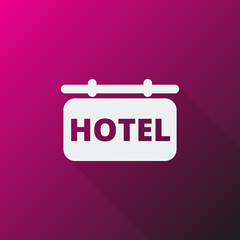 White Hotel Sign icon on pink background