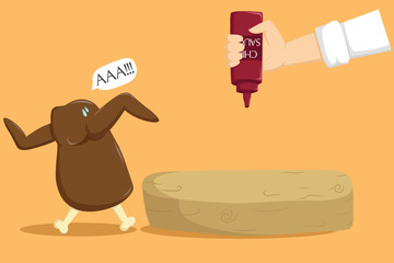 Funny Chicken Meat Running When Look At The Hand Holding A Chili Sauce