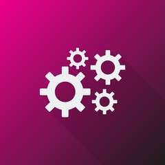 White Process icon on pink background