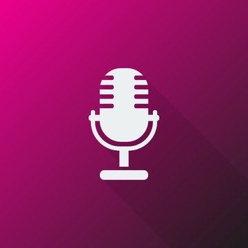 White Microphone icon on pink background