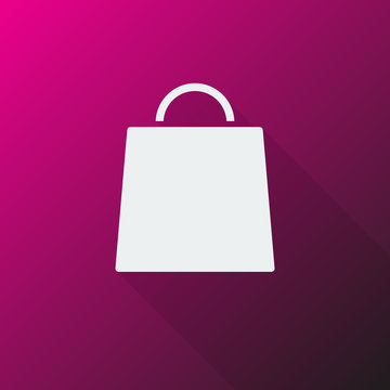 White Shopping Bag icon on pink background