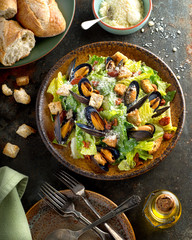 Caesar Salad with Mussels