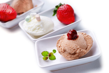 Three ice cream sundaes 