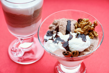 Coffee latte and ice scream