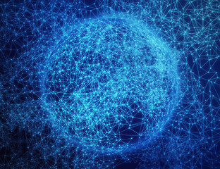 ai brain system data connecting to analysis , light internet social network background, illustration of global web with link to electric information, cyber with group of security, hacker online to net