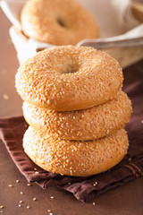 fresh sesame bagel for breakfast