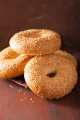 fresh sesame bagel for breakfast