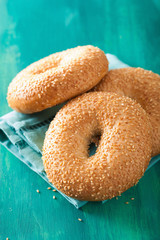 fresh sesame bagel for breakfast