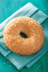 fresh sesame bagel for breakfast