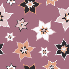 Fototapeta premium Seamless vector background with decorative flowers. Print. Cloth design, wallpaper.