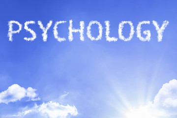 Fototapeta premium Psychology cloud word with a blue sky