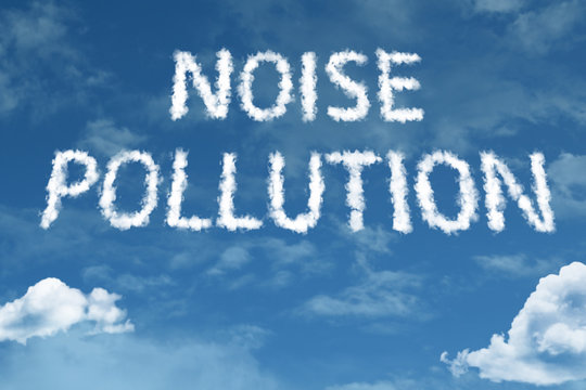 Noise Pollution cloud word with a blue sky