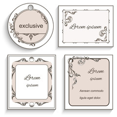 Set of vintage ornament frame labels