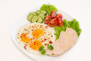 Глазунья с домашней ветчиной