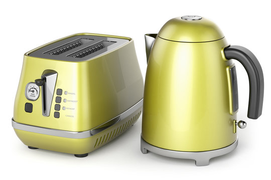 electric kettle and toaster 3d