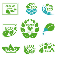 Organic products, leaflet, water logo 