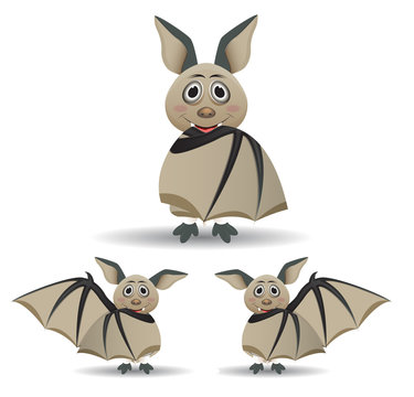 bat cartoon character hidding behind wing