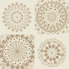 Set circular round ornaments, vintage style