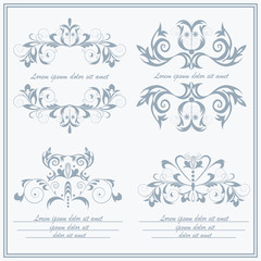 Set elements flower, logos Baroque style