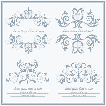 Set elements flower, logos Baroque style