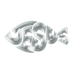 silver christian fish symbol - illustration